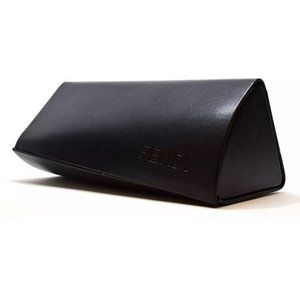 New Authentic Fendi Twist Black Hard Leather Eyeglasses Case + Cloth